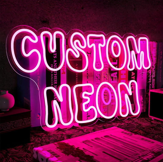 Personalisierbares Neon - LED - Schild in Pink, ideal als Wanddekoration für Wohnzimmer oder Geschäftsräume
