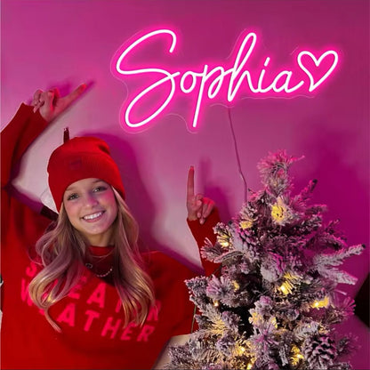 Personalisierbares Neon - LED - Schild in Pink, ideal als Wanddekoration für Wohnzimmer oder Geschäftsräume